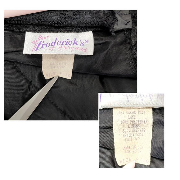 Vintage 80s-90s Black Lace Dress Fredericks Hollywood Handkerchief Goth Prom L - Picture 11 of 17
